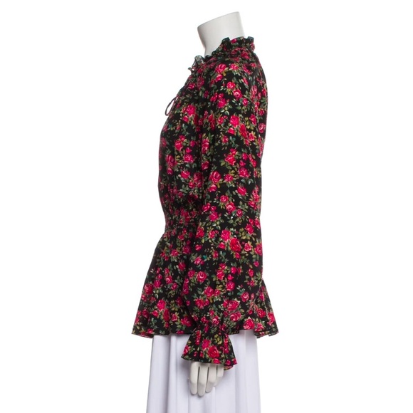 Authentic Dolce & Gabbana Rose Floral Silk AOP Blouse Shirt Top Ruffle Detail S - Picture 15 of 16